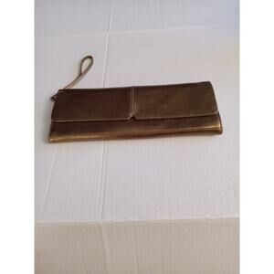 Alfani Women's Large Polished Gold Genuine Leather Clutch Wristlet